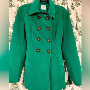 - Kelly, green pea coat, Old Navy size large